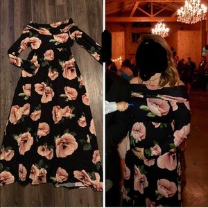 Floral Maternity Maxi Dress Gown